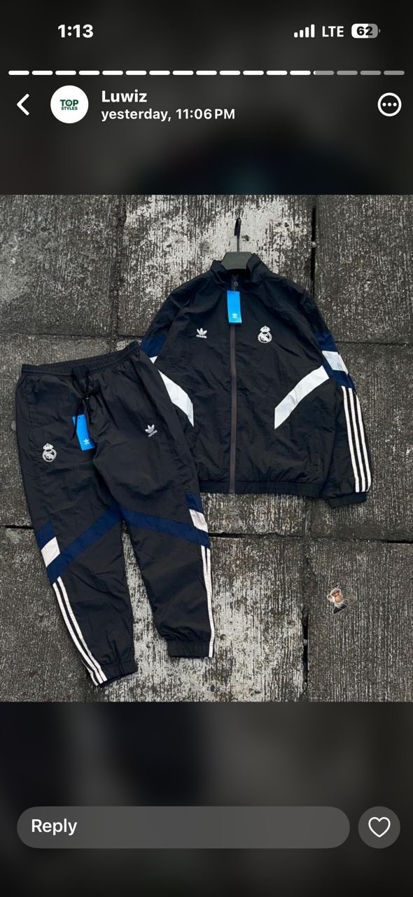 Adidas x Real Madrid Retro Tracksuit Set - Black/White/Navy